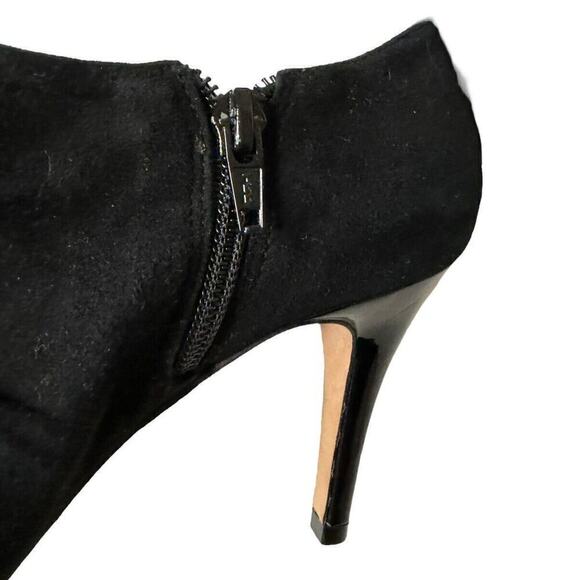 Antonio Melani Suede Zip Y2K Shootie Stiletto Peep Toe Booties Size 7.5 Black - Picture 9 of 9